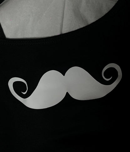 White Moustache Y2k Black Tank Top Vest