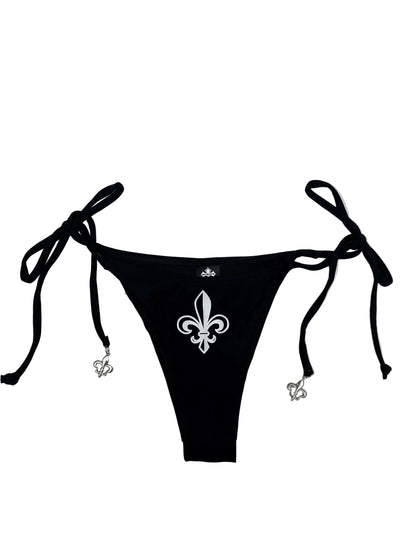 Women’s Fleur De Lis Cross Black String Bikini Halter Neck with Pendants