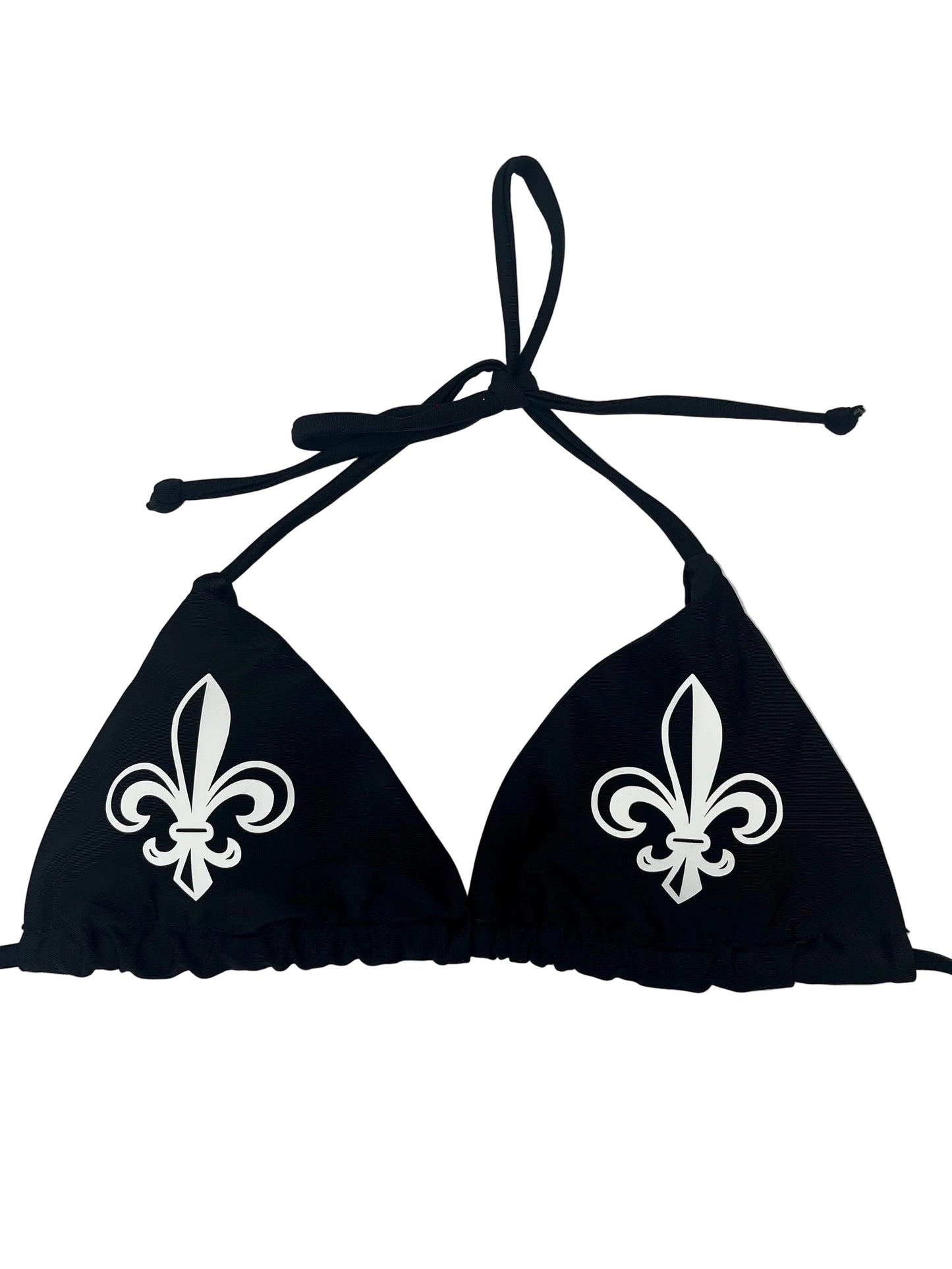Women’s Fleur De Lis Cross Black String Bikini Halter Neck with Pendants