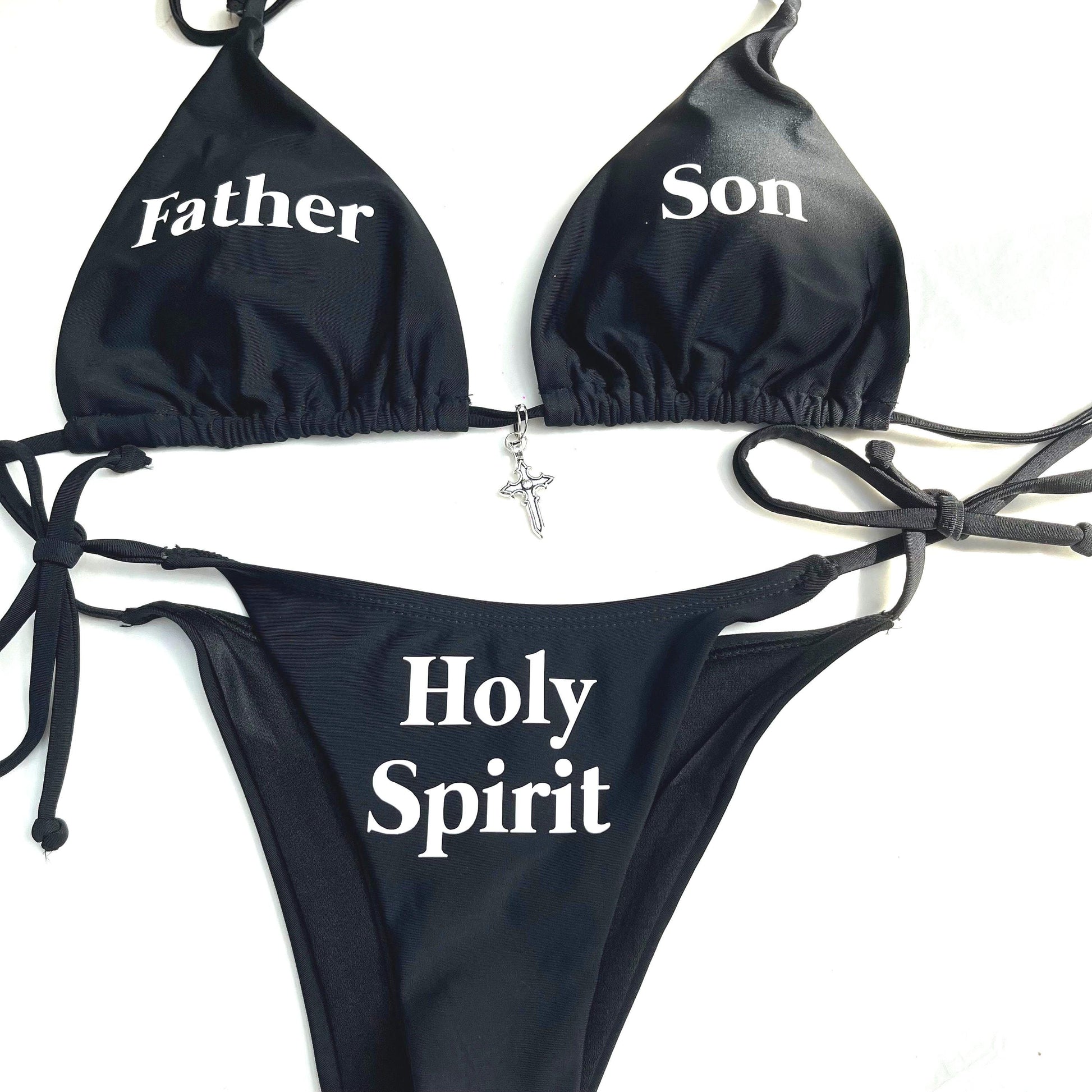 Women’s Holy Spirit Father Son Black Rebellious Emo Bikini Swimsuit