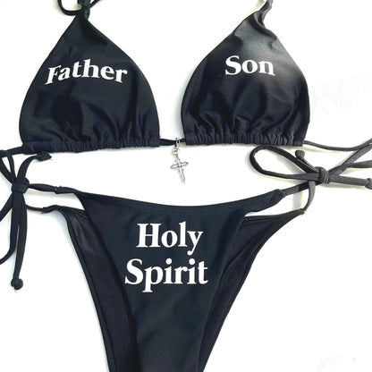 Women’s Holy Spirit Father Son Black Rebellious Emo Bikini Swimsuit