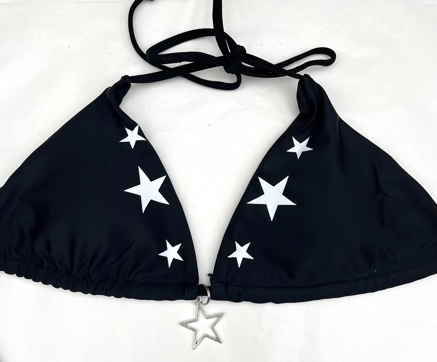 Y2K Star Bikini Set – Black Tie String Halter Swimwear