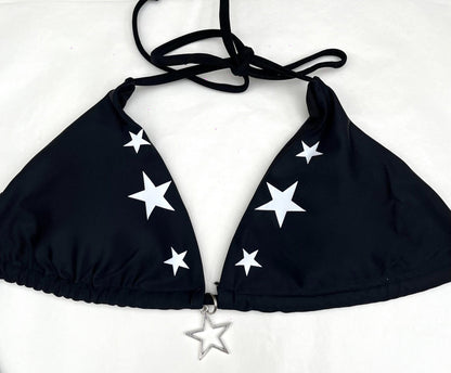 Y2K Star Bikini Set – Black Tie String Halter Swimwear