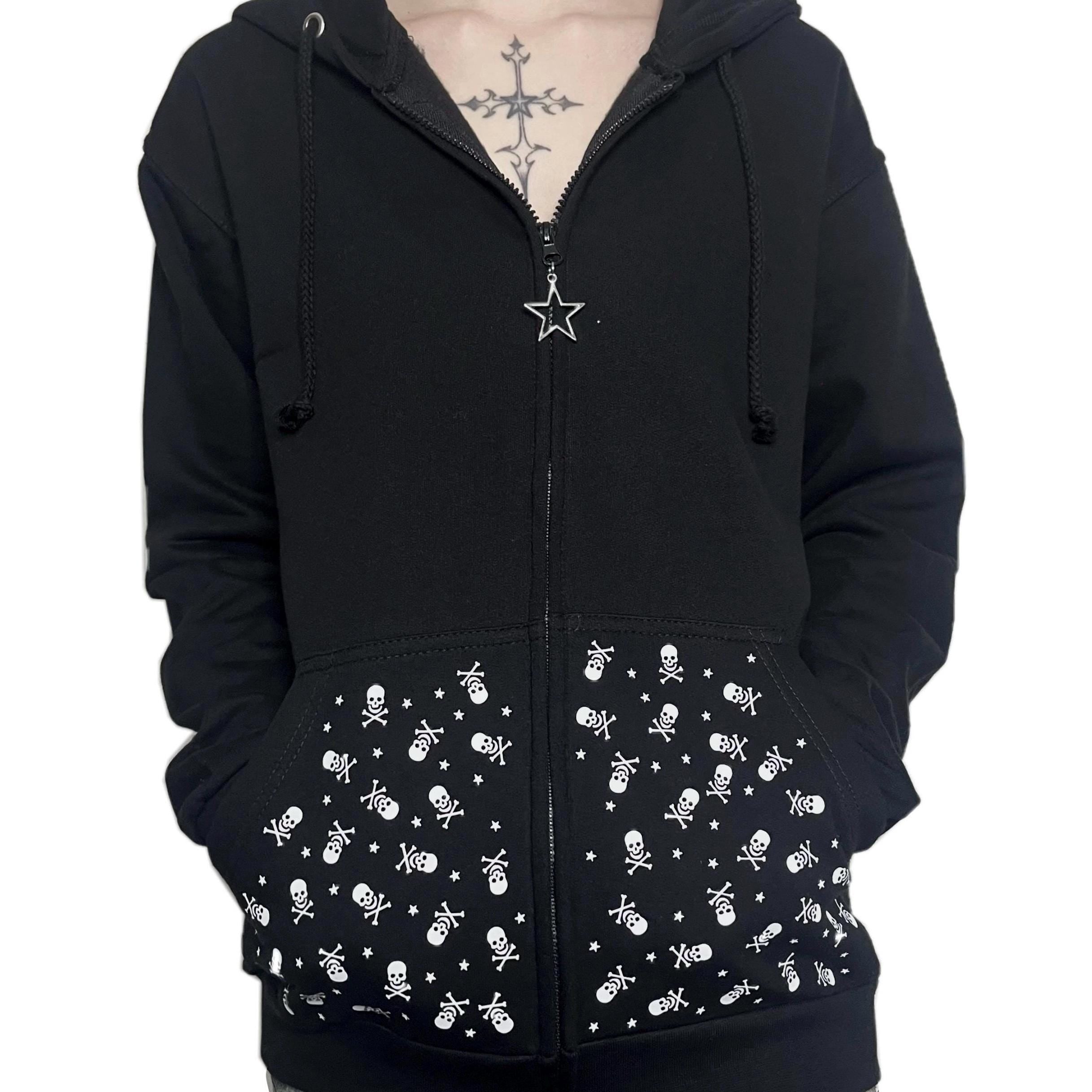Y2K Star & Skull Crossbones Zip Up Hoodie | Dead Pretty