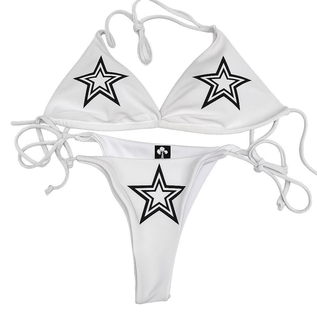 Front View: Y2K White Star Bikini