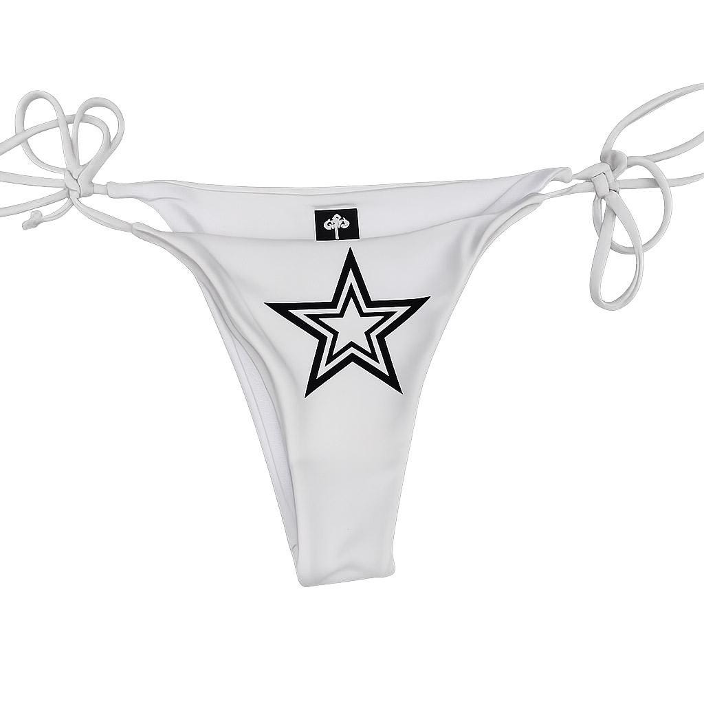Y2K White Star Bikini – Tie Side Halter Neck Swimsuit Set Womens