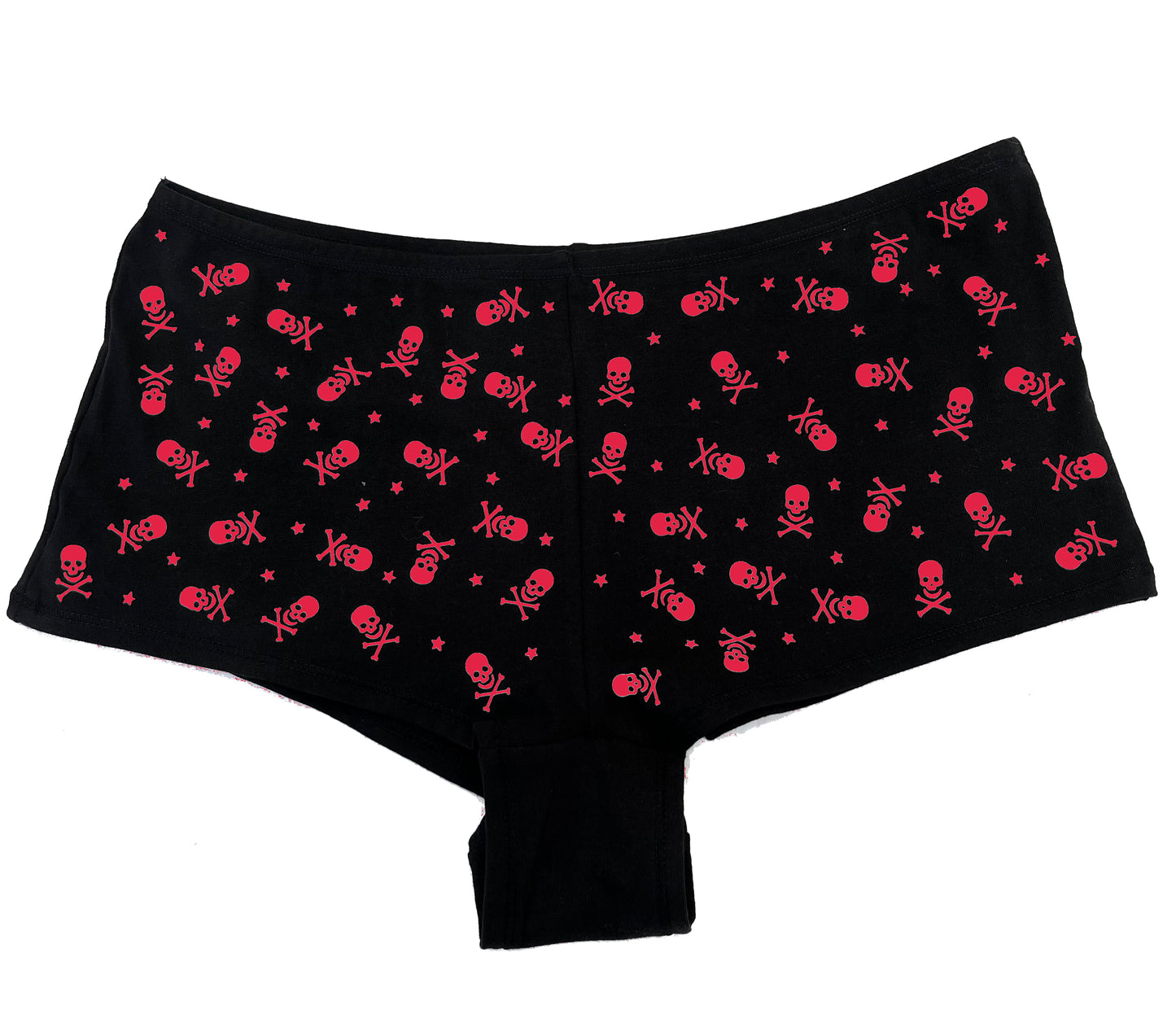 Pink Black Low Rise Booty Shorts All Over Star & Skull Design